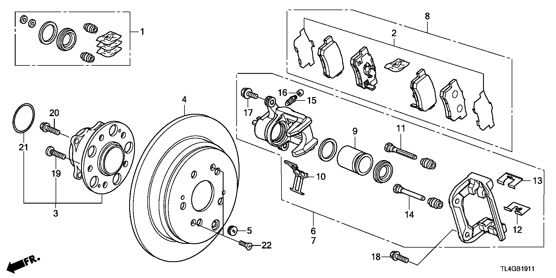 Honda 43022TL0G52 - Kit pastiglie freno, Freno a disco www.autoricambit.com