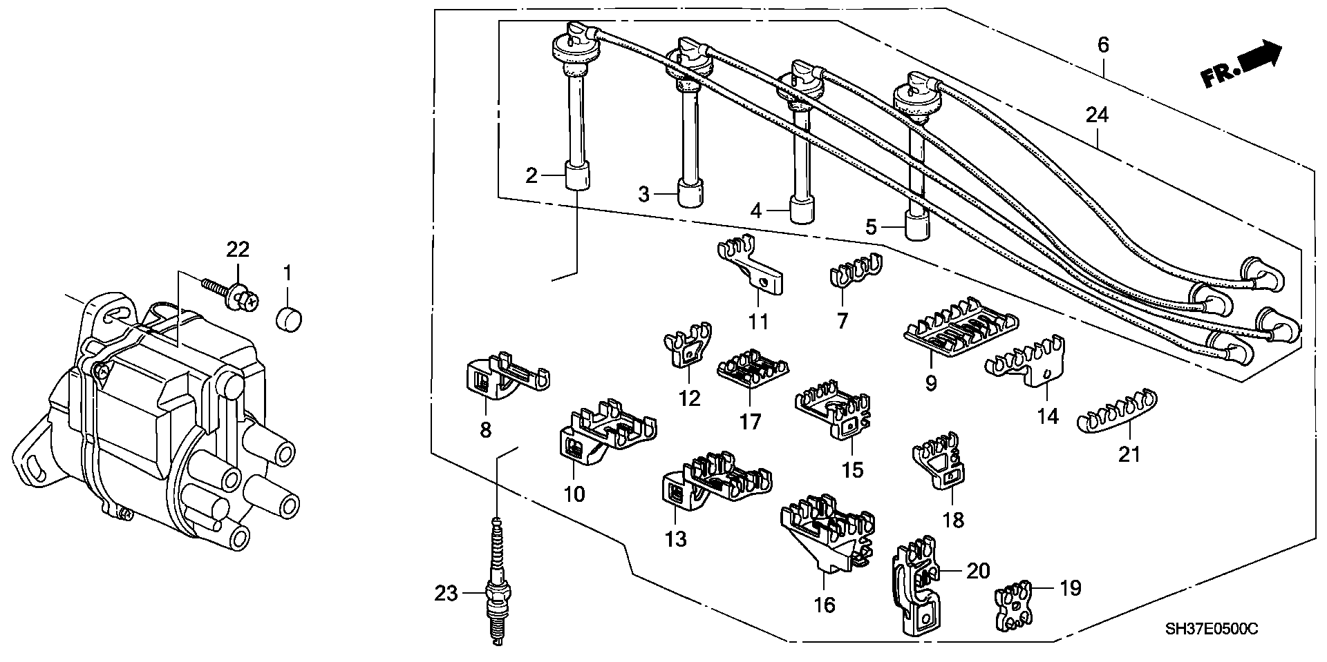 Honda 32722-PM6-B00 - Kit cavi accensione www.autoricambit.com