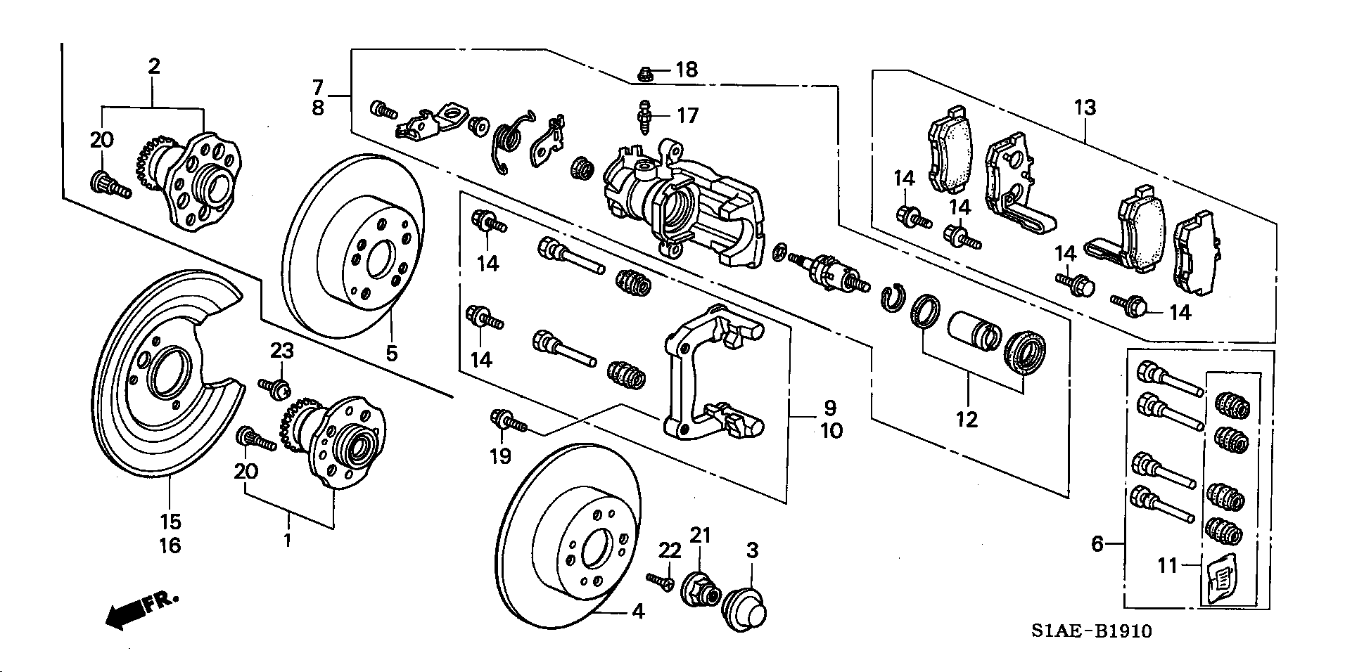 Honda 43022-S1A-E50 - Kit pastiglie freno, Freno a disco www.autoricambit.com