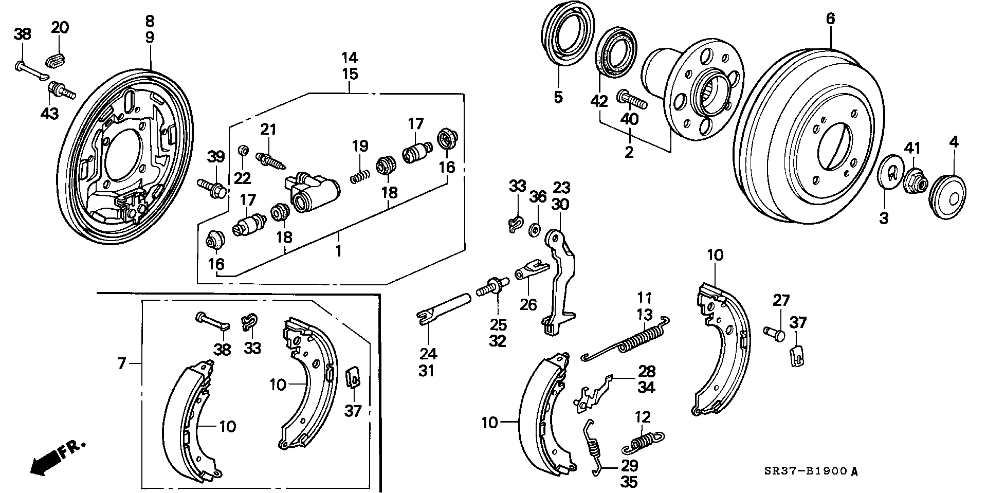 Honda 43053-SR3-A00 - Kit freno, freni a tamburo www.autoricambit.com