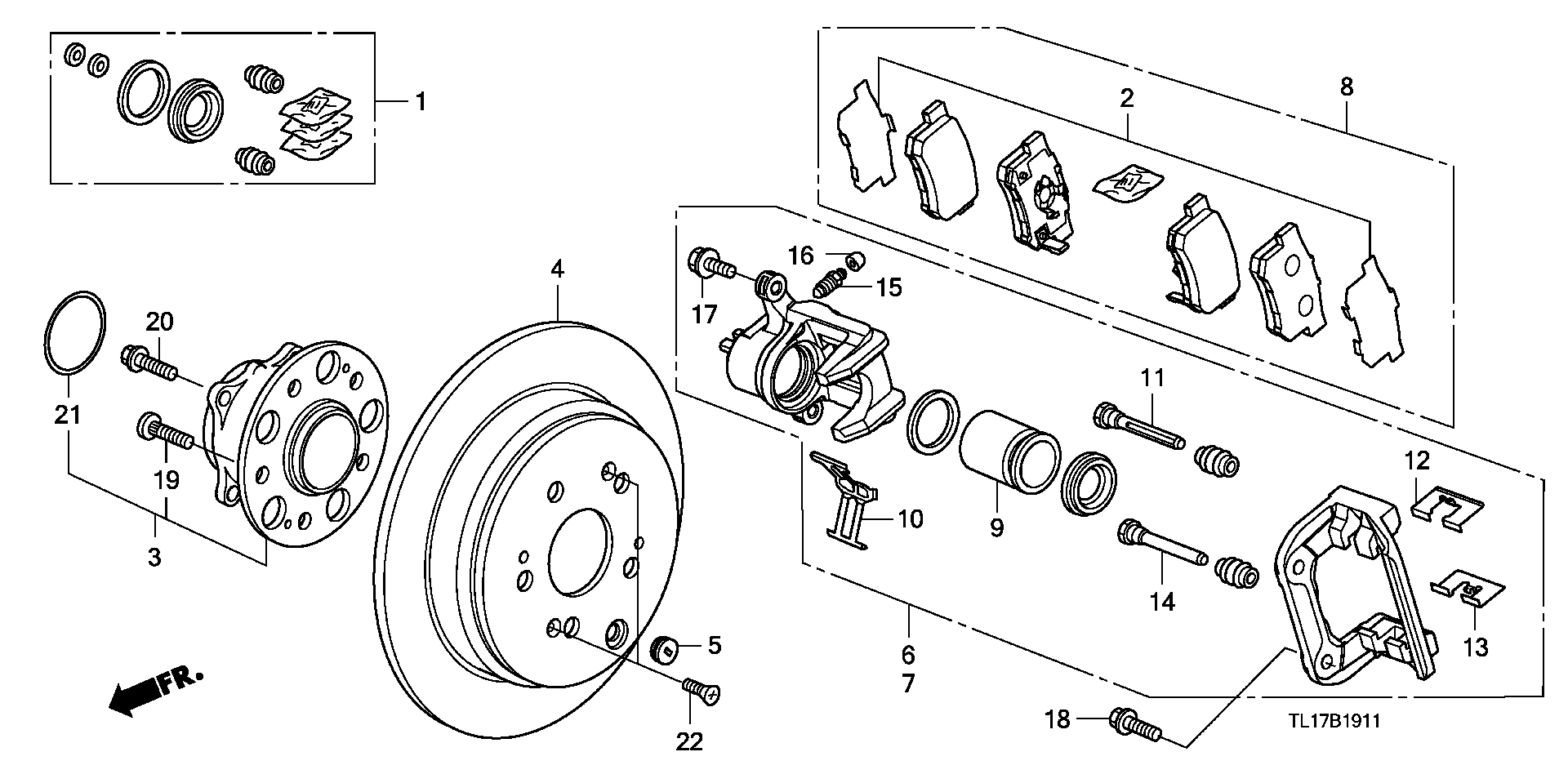 Honda 43022TL0G51 - Kit pastiglie freno, Freno a disco www.autoricambit.com