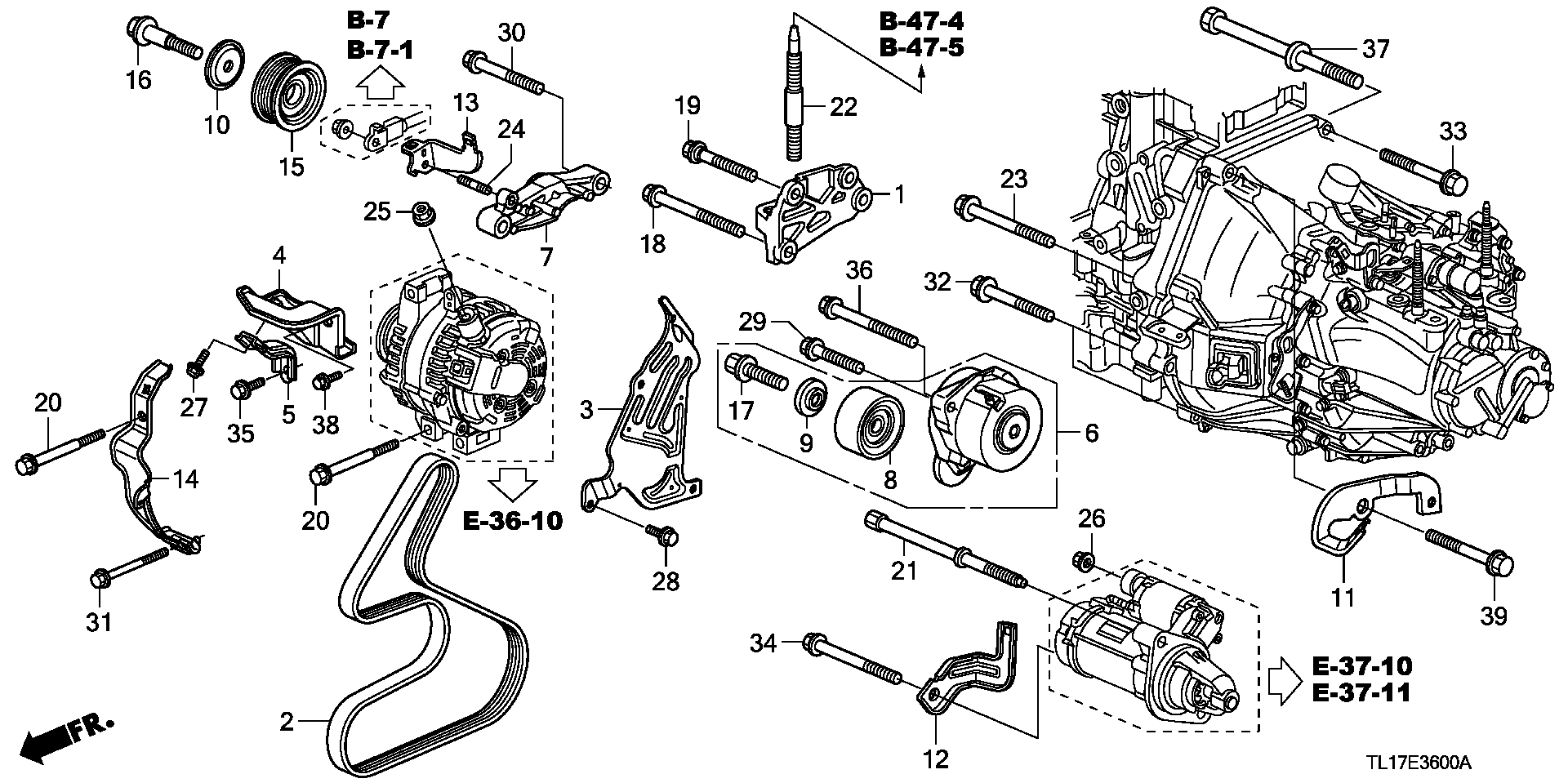 Honda 31170-RL0-G01 - Tendicinghia, Cinghia Poly-V www.autoricambit.com