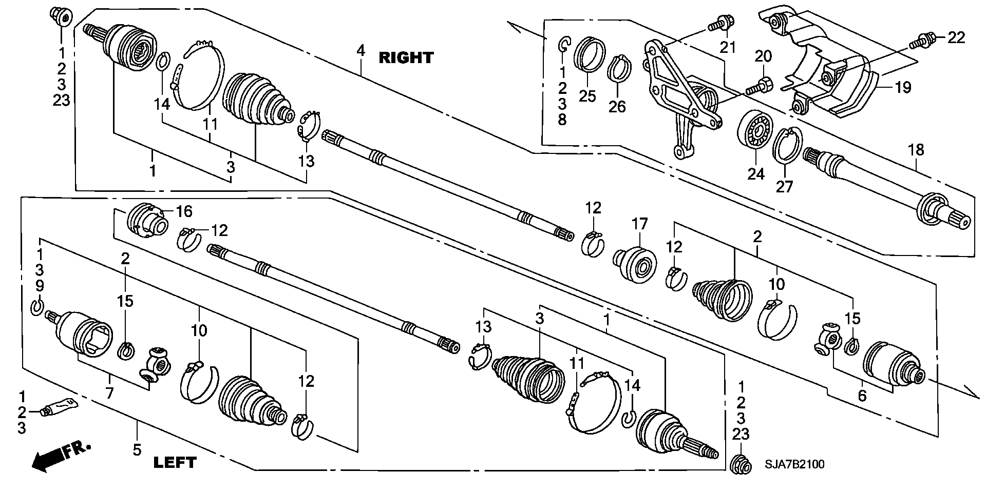 Honda 44014SJK000 - Kit giunti, Semiasse www.autoricambit.com