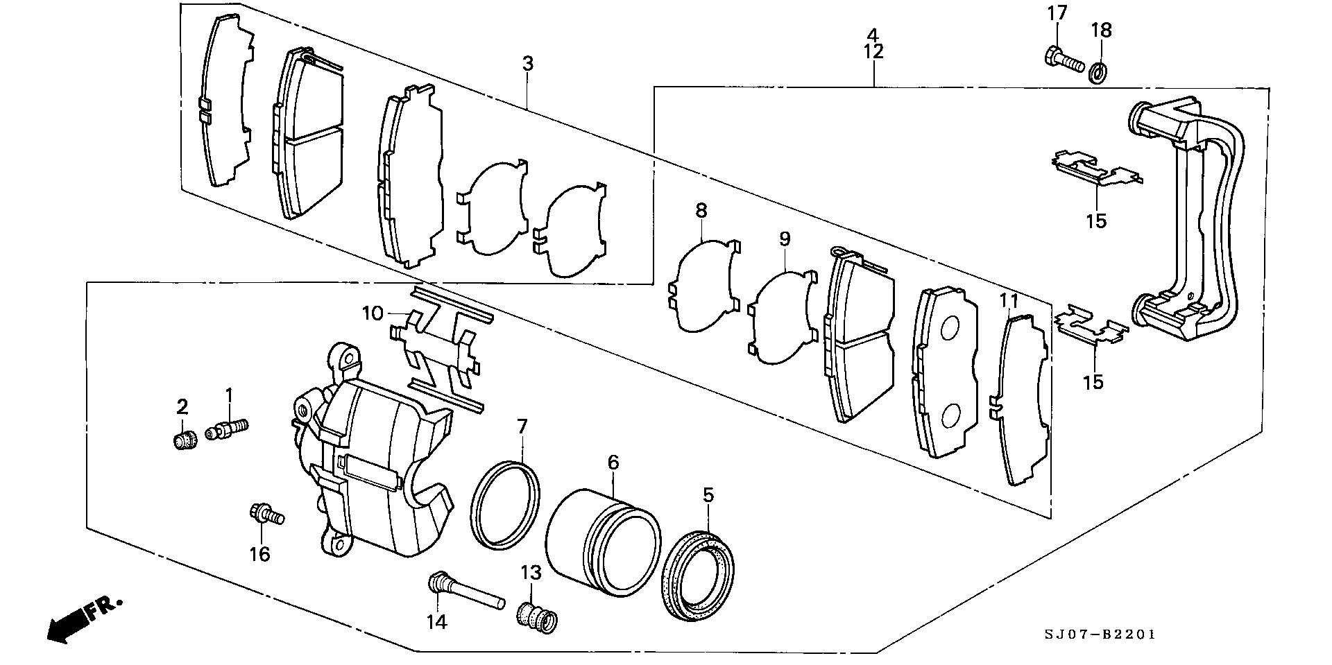 Honda 45237-SD4-003 - Kit accessori, Pastiglia freno www.autoricambit.com