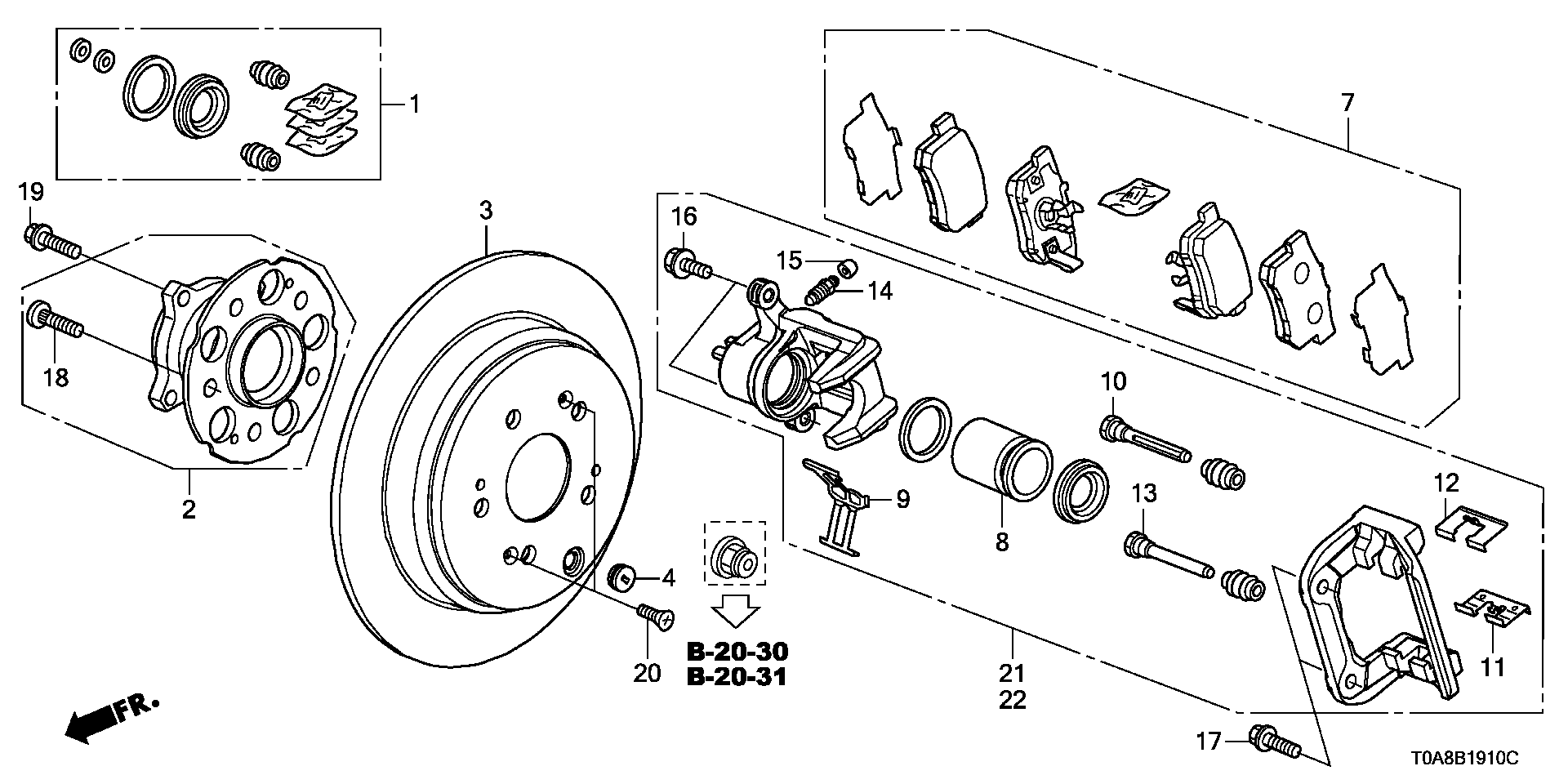 Honda 43022T0GA01 - Kit pastiglie freno, Freno a disco www.autoricambit.com