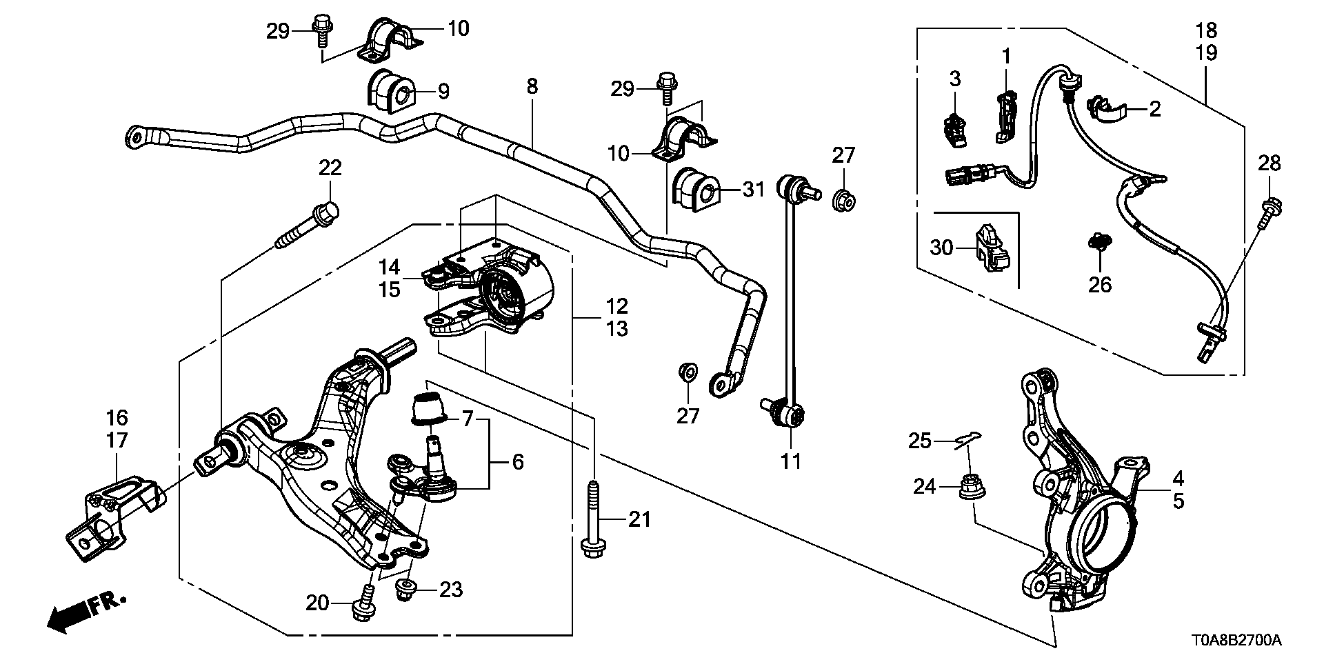 Honda 57455-T1E-G01 - Sensore, N° giri ruota www.autoricambit.com