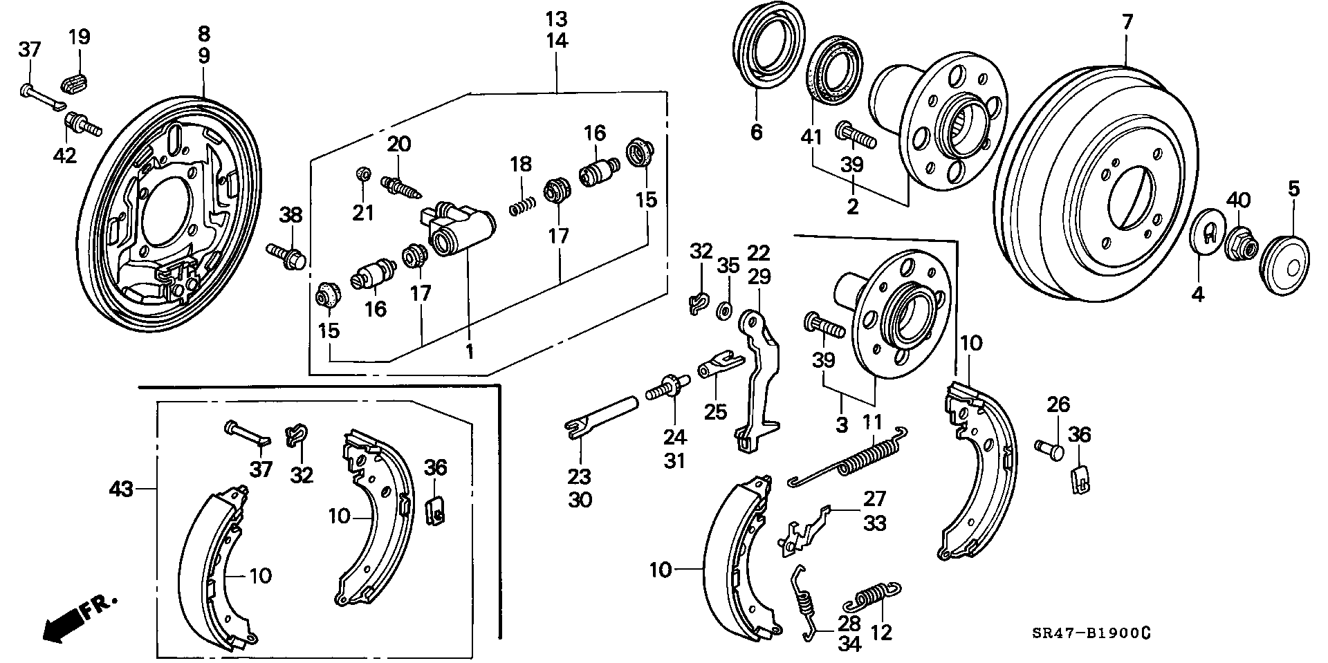 MAZDA 43153SR4A02 - Kit freno, freni a tamburo www.autoricambit.com