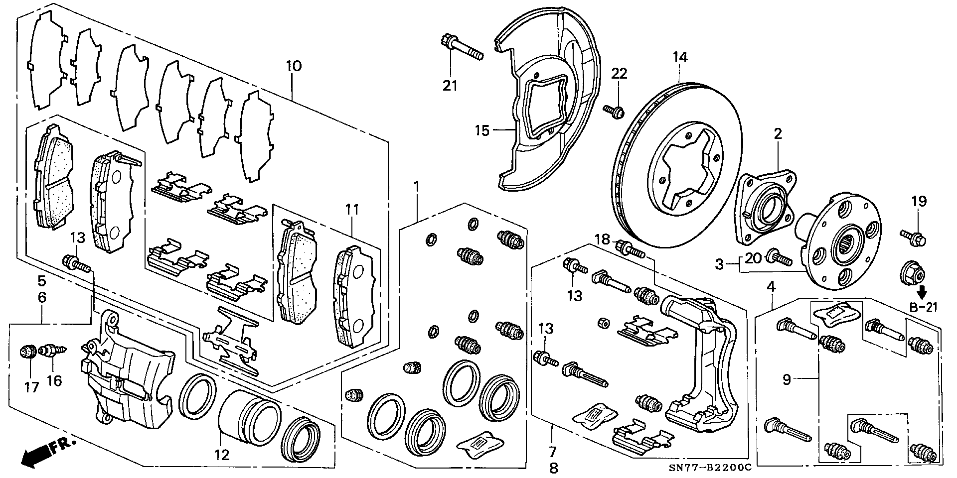 Honda 45022-SN7-G42 - Kit pastiglie freno, Freno a disco www.autoricambit.com