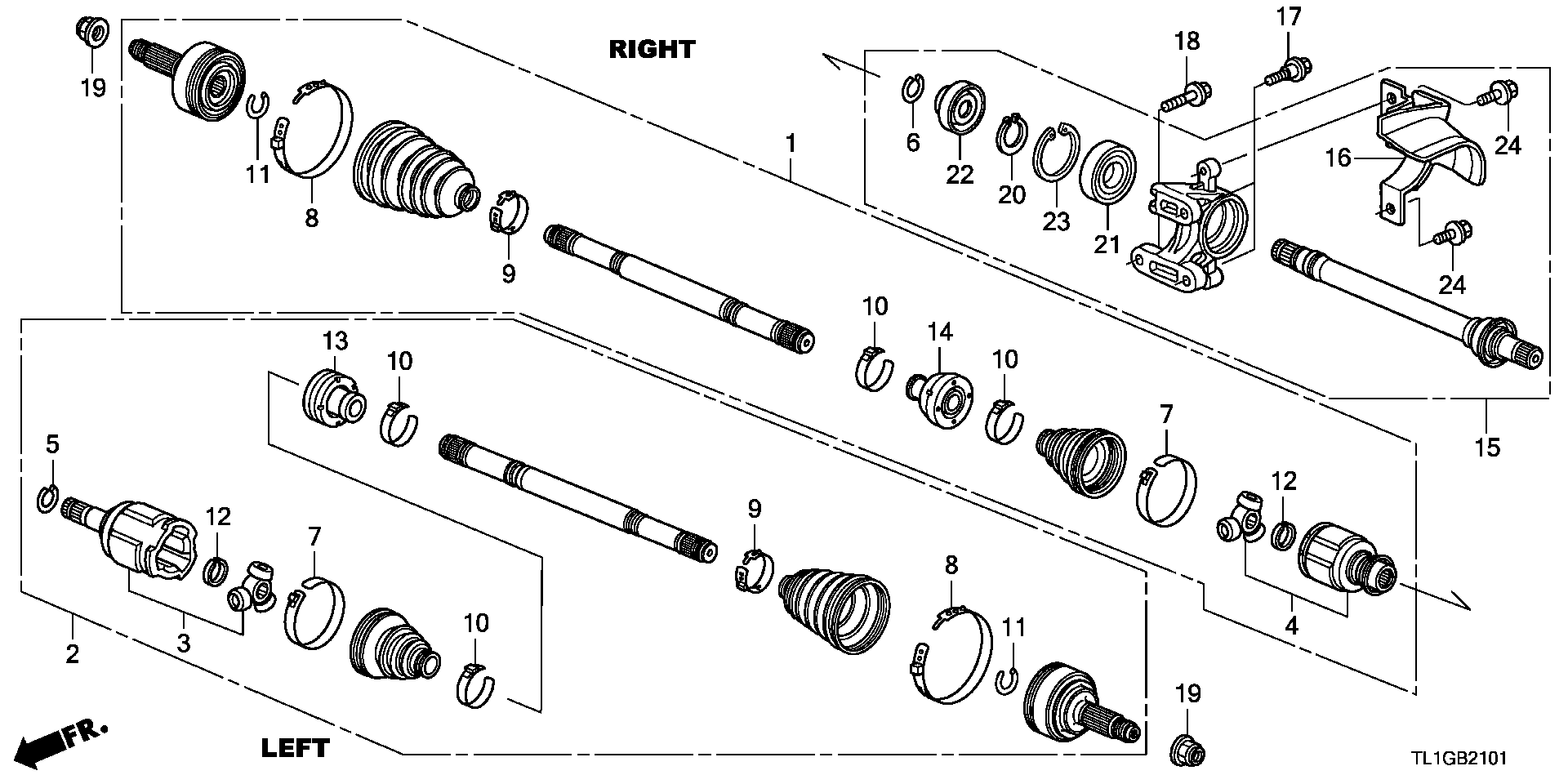 Honda 44305TA0A50 - Kit giunti, Semiasse www.autoricambit.com