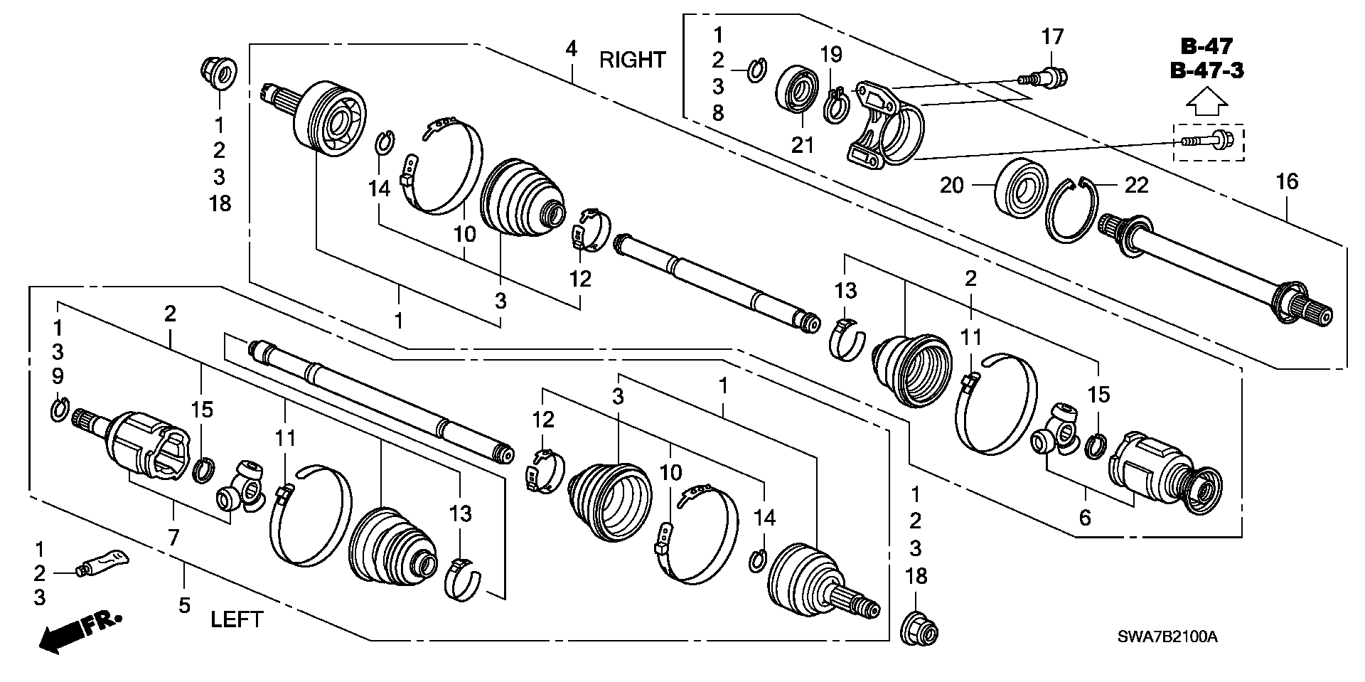 Honda 44310-SWA-305 - Kit giunti, Semiasse www.autoricambit.com