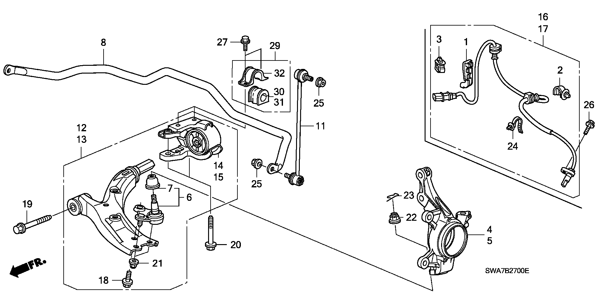 Honda 51396-SWA-E01 - Silent Block, Supporto Braccio Oscillante www.autoricambit.com