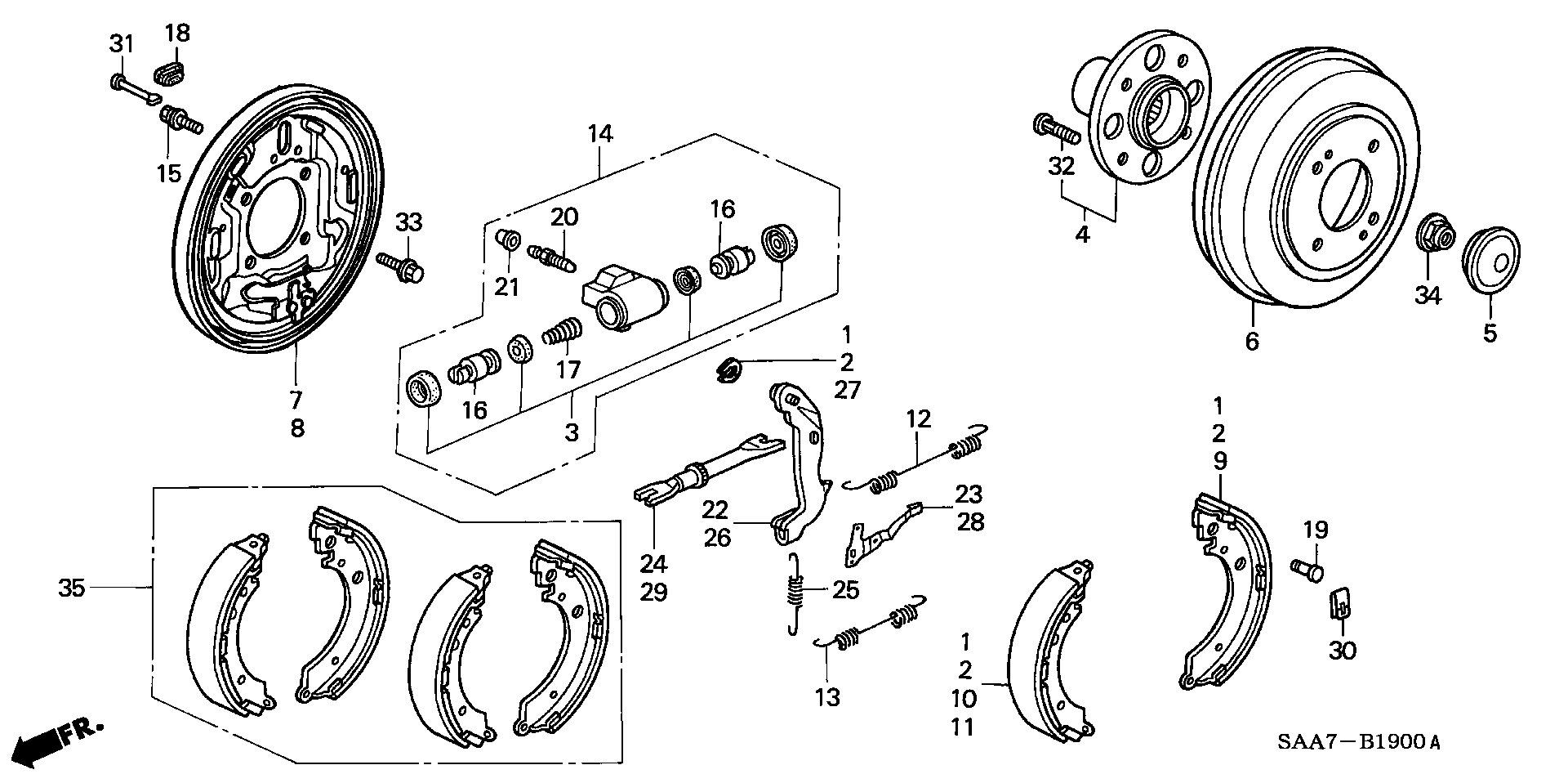 Honda 01431-SAA-000 - Kit freno, freni a tamburo www.autoricambit.com