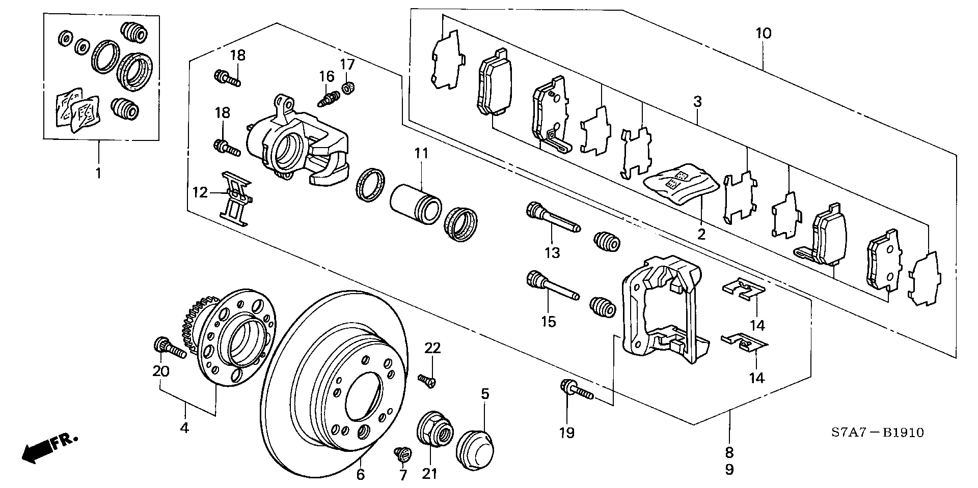 Honda 43022-S3N-E50 - Kit pastiglie freno, Freno a disco www.autoricambit.com