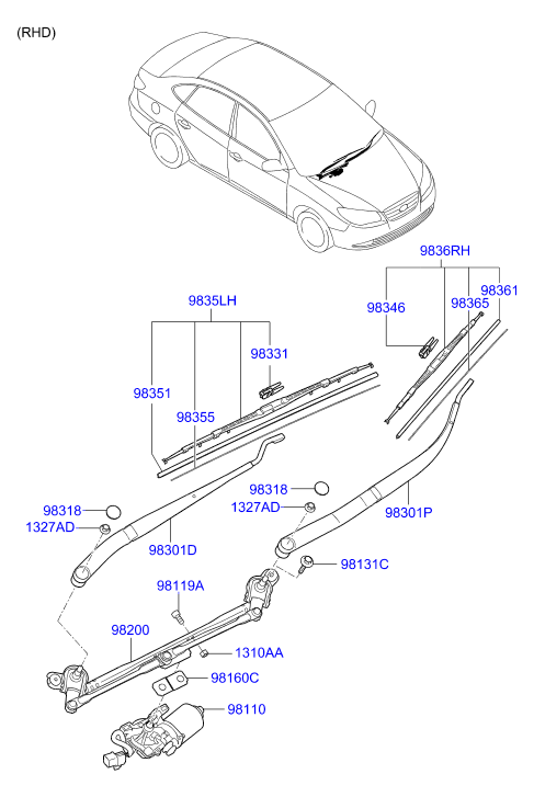 Hyundai 983502H000 - Spazzola tergi www.autoricambit.com