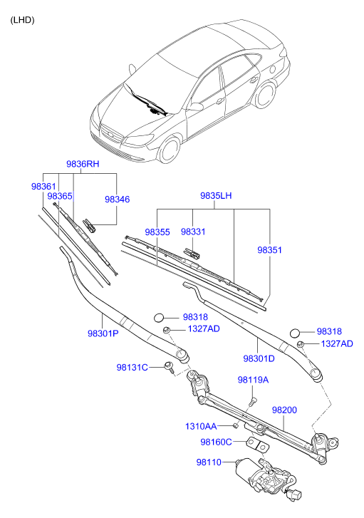 Hyundai 98360-2H000 - Spazzola tergi www.autoricambit.com