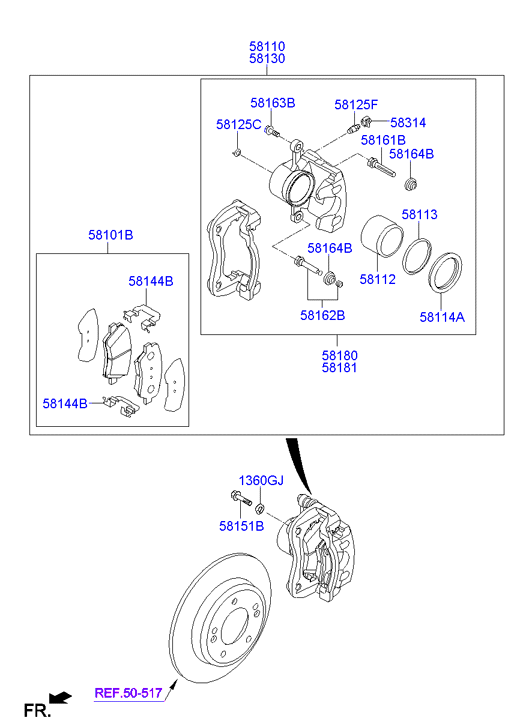 KIA 58101 3XA20 - Kit pastiglie freno, Freno a disco www.autoricambit.com