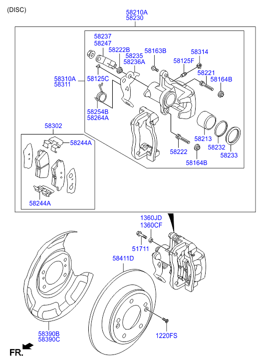 KIA 58302 3XA30 - Kit pastiglie freno, Freno a disco www.autoricambit.com