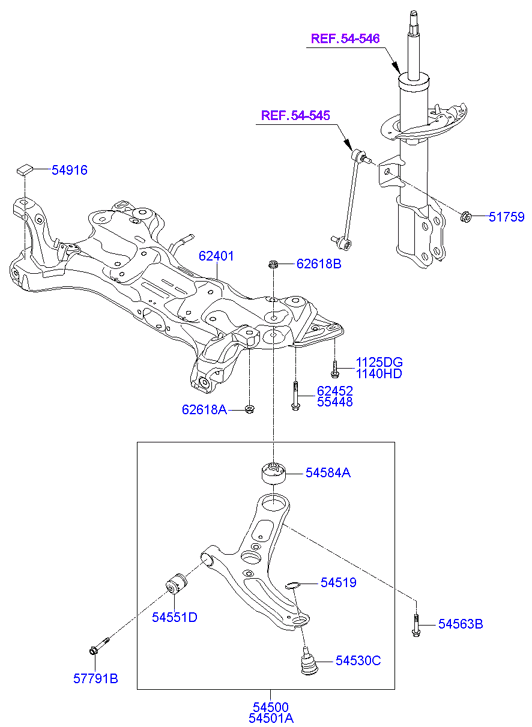 KIA 54551-3X000 - Silent Block, Supporto Braccio Oscillante www.autoricambit.com