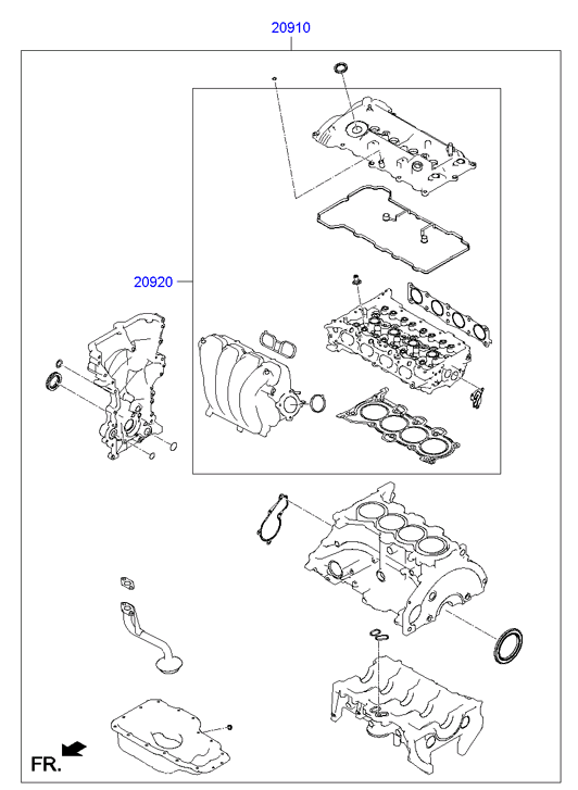 Hyundai 20910-2EA00 - Kit completo guarnizioni, Motore www.autoricambit.com