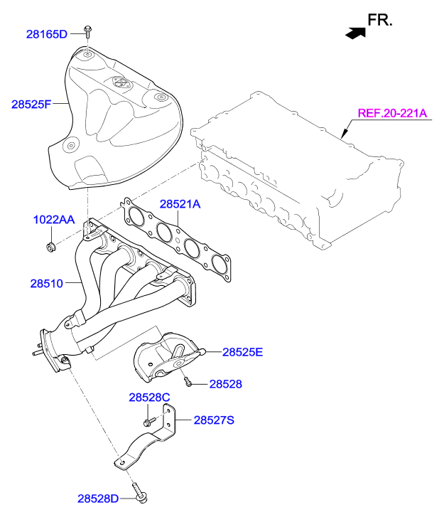 KIA 28521-2G700 - Guarnizione, Collettore gas scarico www.autoricambit.com