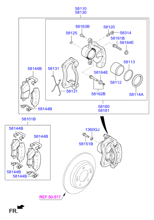 KIA 58101-A6A02 - Kit pastiglie freno, Freno a disco www.autoricambit.com