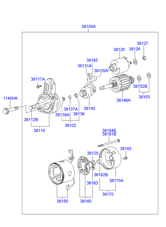 KIA 36100-22855 - Motorino d'avviamento www.autoricambit.com