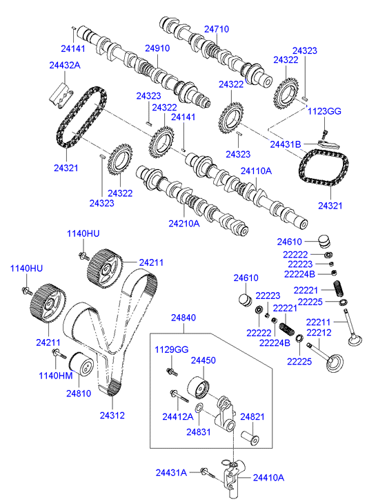 KIA 24450 37100 - Galoppino/Guidacinghia, Cinghia dentata www.autoricambit.com