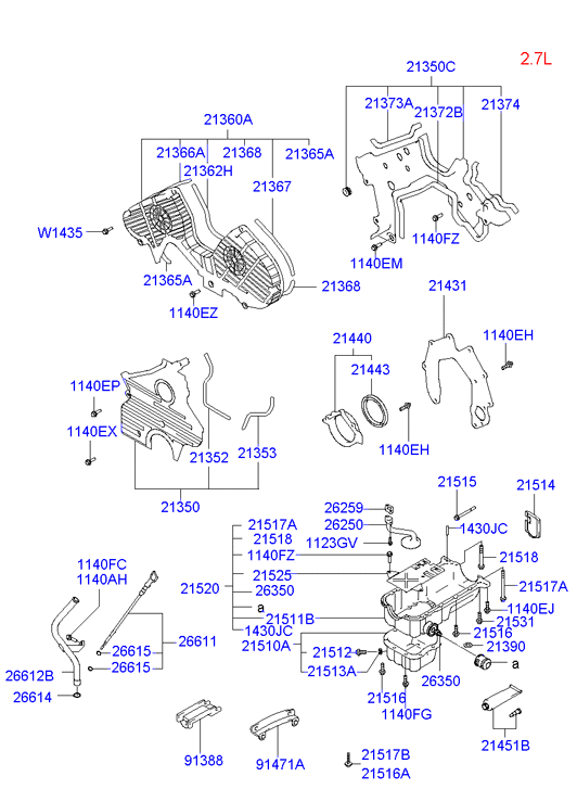 KIA 21443-33005 - Paraolio, Albero a gomiti www.autoricambit.com