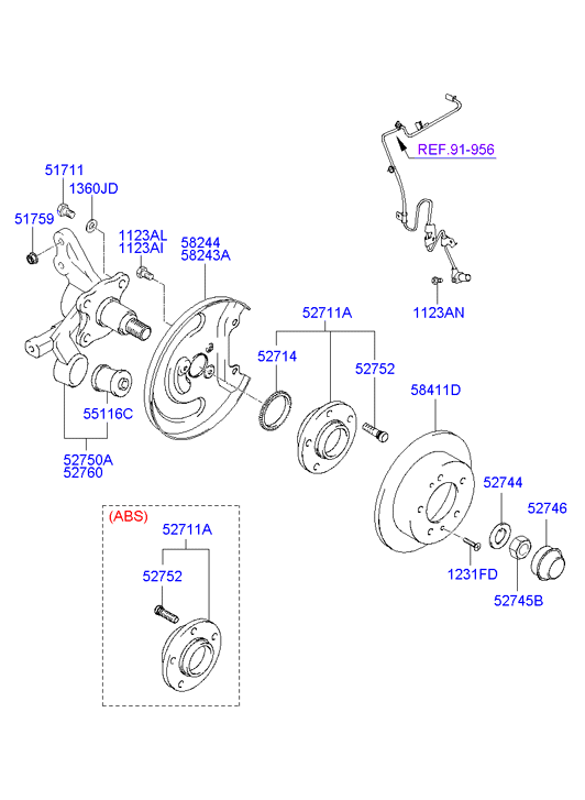 KIA 52710-2C105 - Kit cuscinetto ruota www.autoricambit.com