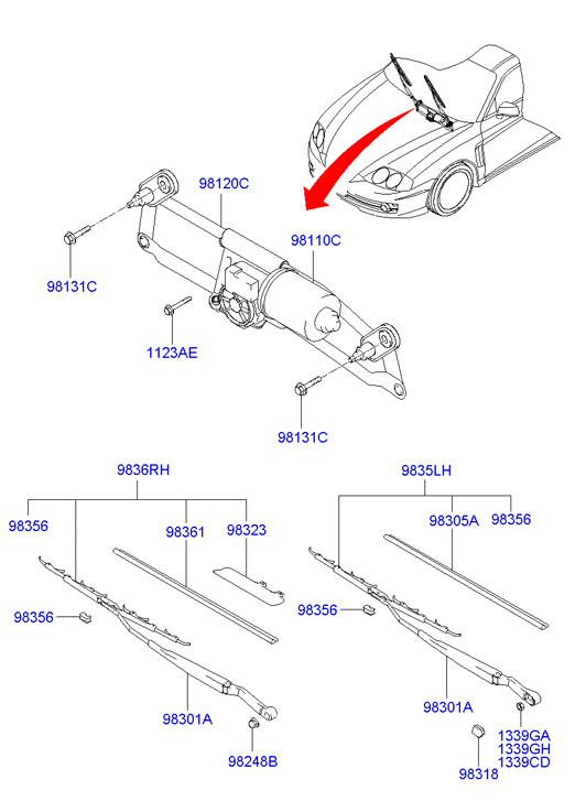 KIA 98350-2C000 - Spazzola tergi www.autoricambit.com