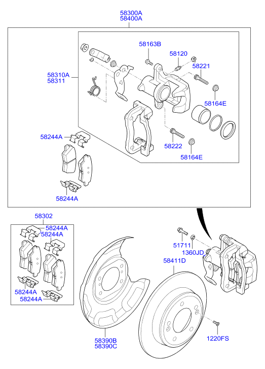 Hyundai 58302-2VA30 - Kit pastiglie freno, Freno a disco www.autoricambit.com