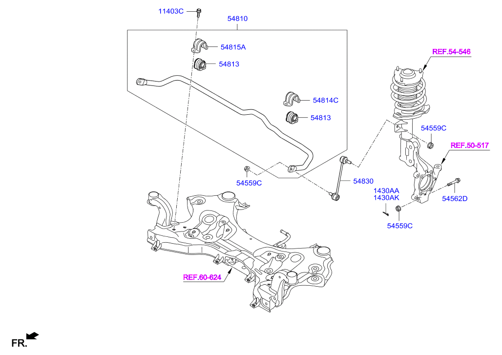 Hyundai 54830D7000 - Asta/Puntone, Stabilizzatore www.autoricambit.com