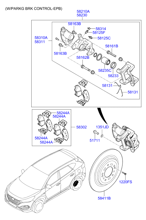 Hyundai 58302-D3A00 - Kit pastiglie freno, Freno a disco www.autoricambit.com