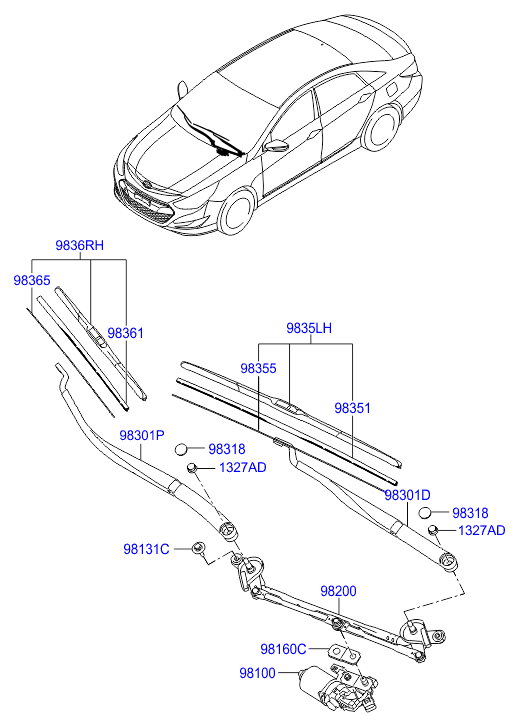 Hyundai 983603S000 - Spazzola tergi www.autoricambit.com