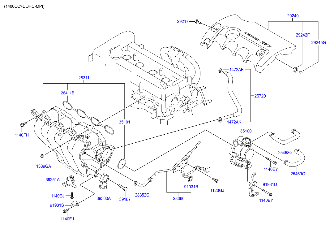 Hyundai 28411-2B600 - Guarnizione, Collettore aspirazione www.autoricambit.com