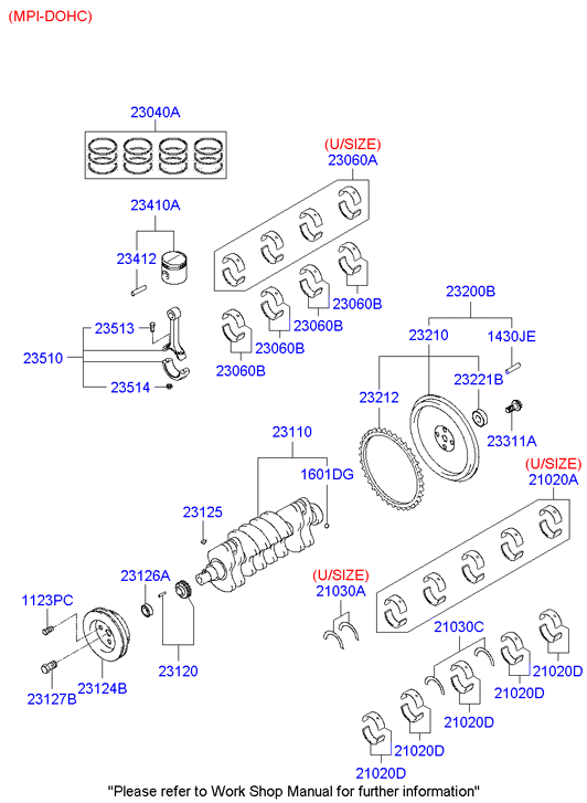 KIA 230604A900 - Kit bronzine di biella www.autoricambit.com