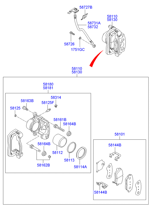 Hyundai 581010WA10 - Kit pastiglie freno, Freno a disco www.autoricambit.com