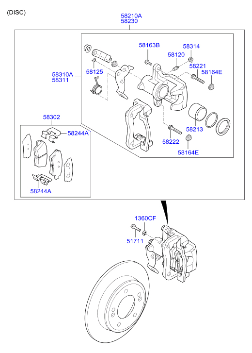 KIA 58302 A6A31 - Kit pastiglie freno, Freno a disco www.autoricambit.com