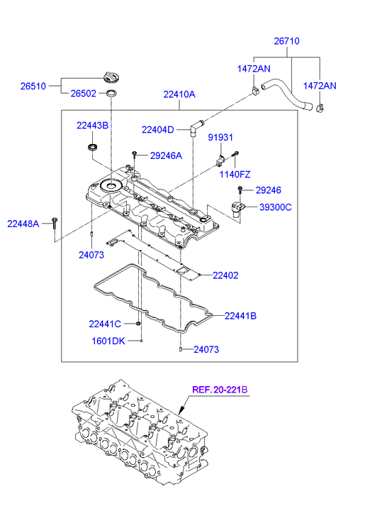 KIA 22441-2A102 - Guarnizione, Copritestata www.autoricambit.com