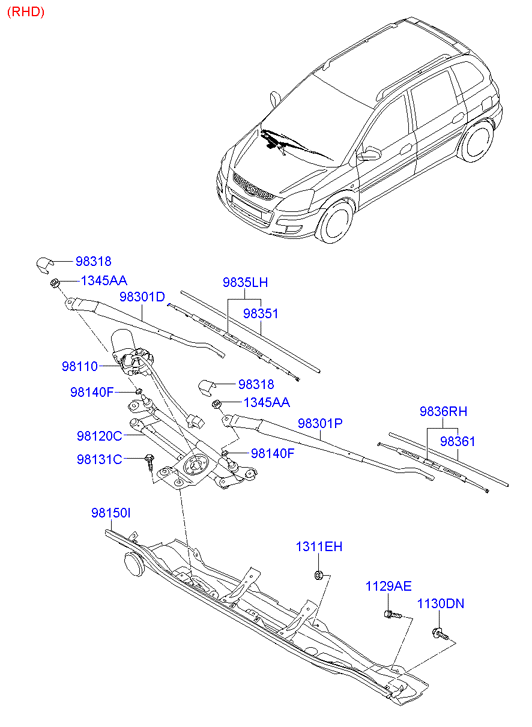 KIA 98350 17000 - Spazzola tergi www.autoricambit.com