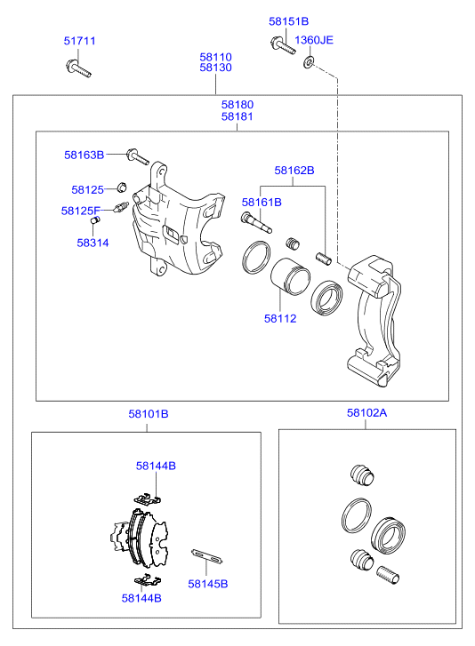 Hyundai 58101-2DA40 - Kit pastiglie freno, Freno a disco www.autoricambit.com