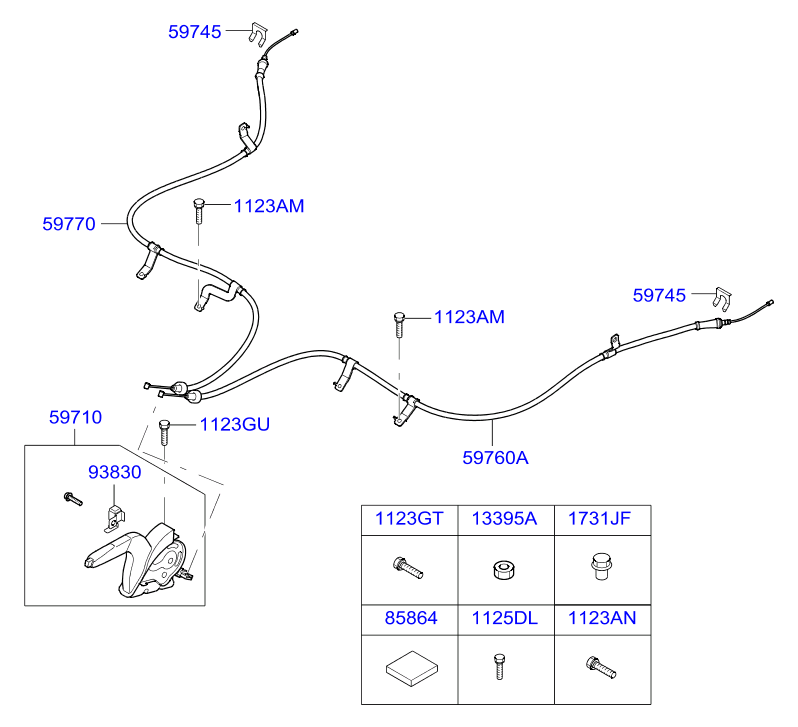 Hyundai 59760-A6300 - Cavo comando, Freno stazionamento www.autoricambit.com