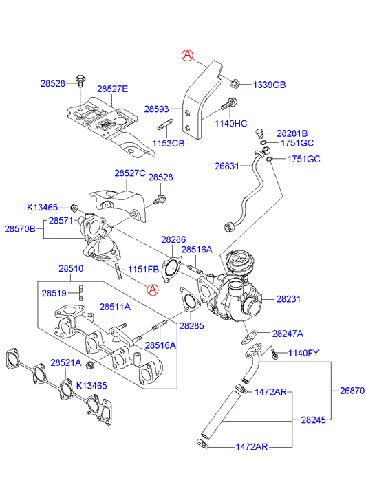 Hyundai 2828527410 - Gasket - turbocharger inlet www.autoricambit.com