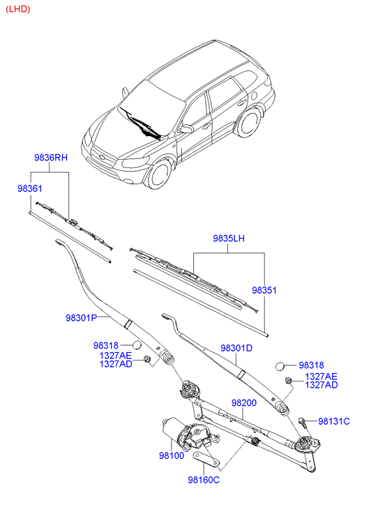 Hyundai 983602B000 - Spazzola tergi www.autoricambit.com