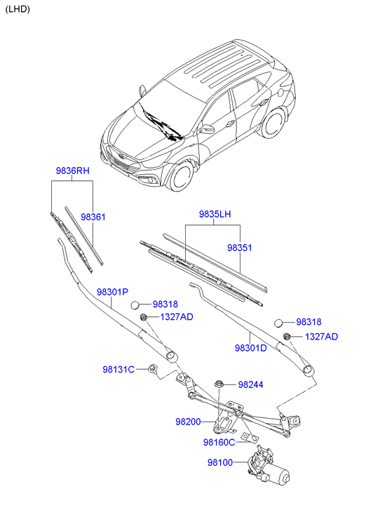 Hyundai 983602Y000 - Spazzola tergi www.autoricambit.com