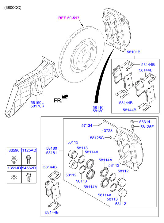 KIA 58101B1A10 - Kit pastiglie freno, Freno a disco www.autoricambit.com