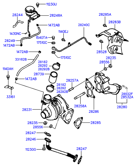 Hyundai 28200-4A160 - Turbocompressore, Sovralimentazione www.autoricambit.com