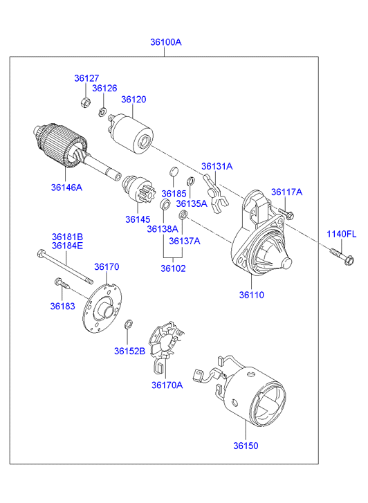 KIA 36100-02555 - Motorino d'avviamento www.autoricambit.com