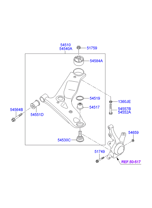 KIA 54551-07000 - Silent Block, Supporto Braccio Oscillante www.autoricambit.com