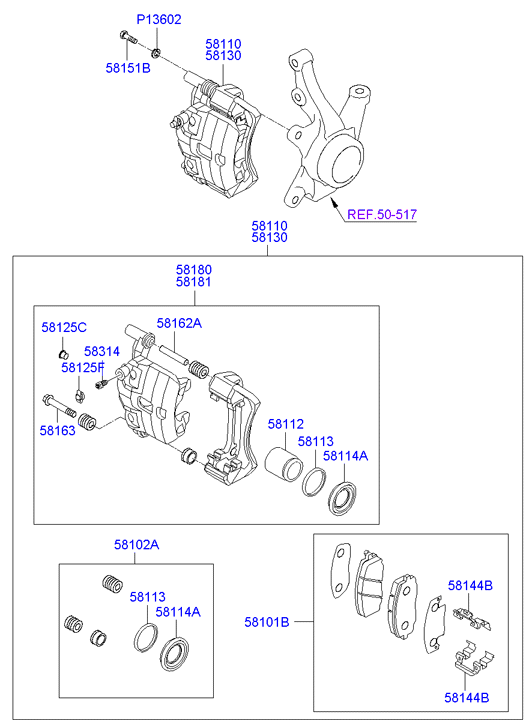 Hyundai 58101-0XA01 - Kit pastiglie freno, Freno a disco www.autoricambit.com